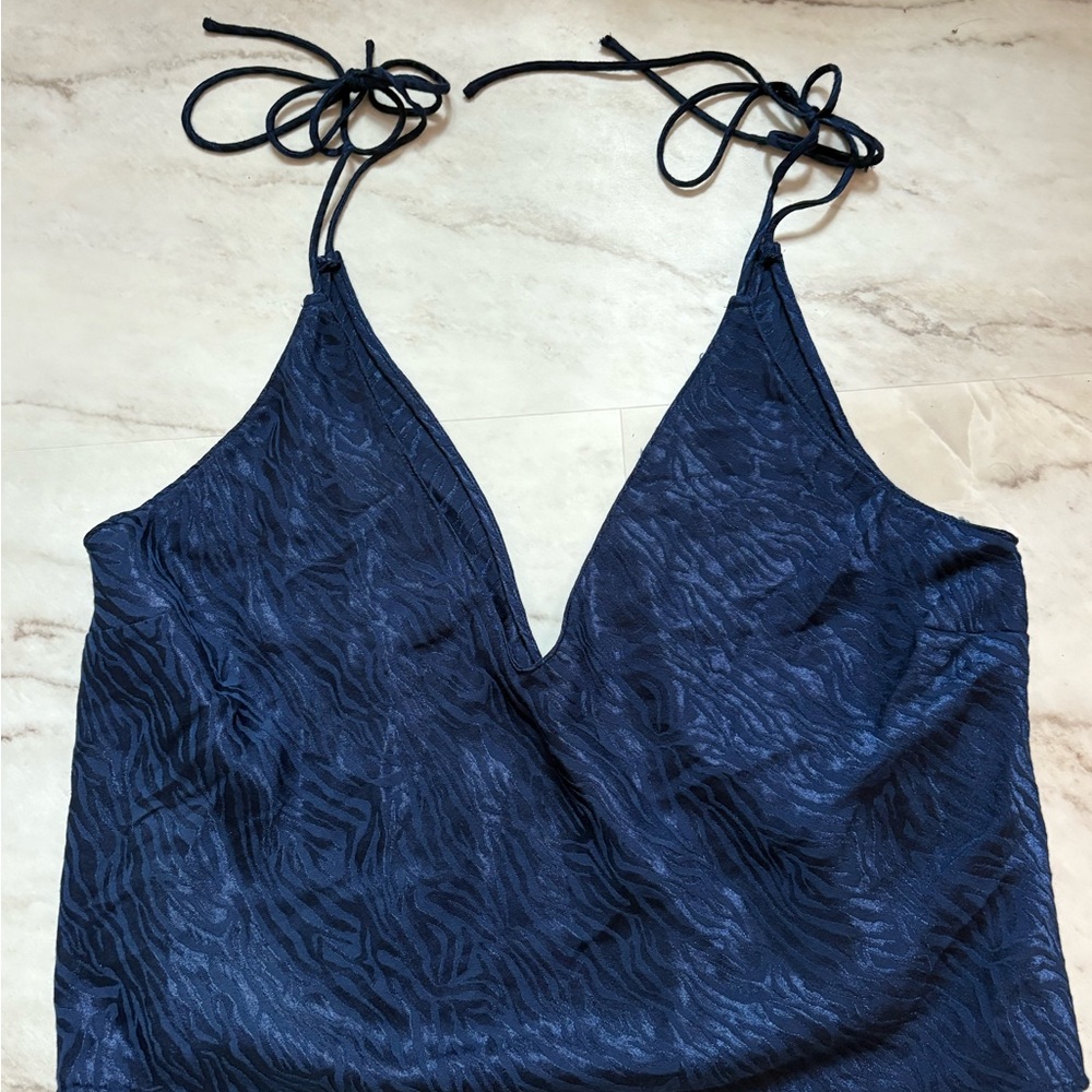 Victoria’s Secret Blue Zebra Print Satin Tank- Large